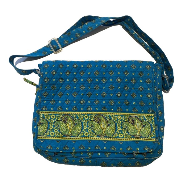 Victoria Hill Handbags - Victoria Hill Quilted Diaper Overnight Tote Large Travel Bag Cotton Blue Paisley